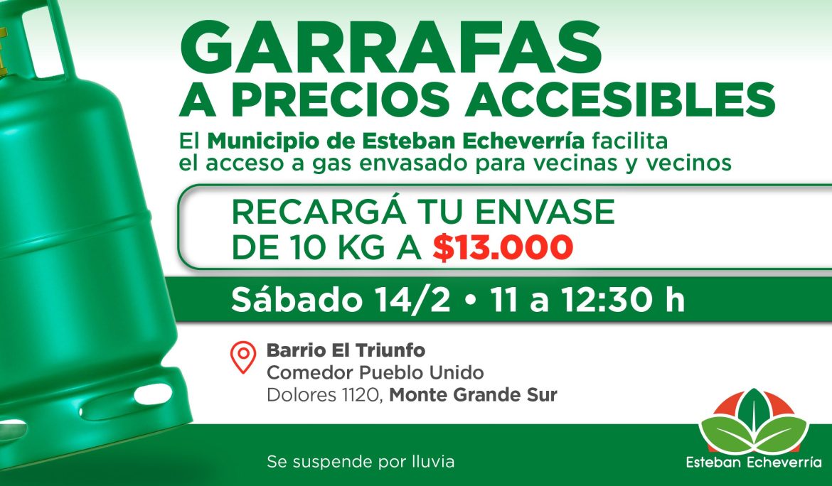 OPERATIVO DE RECARGA DE GARRAFAS A PRECIO ACCESIBLE EN MONTE GRANDE SUR