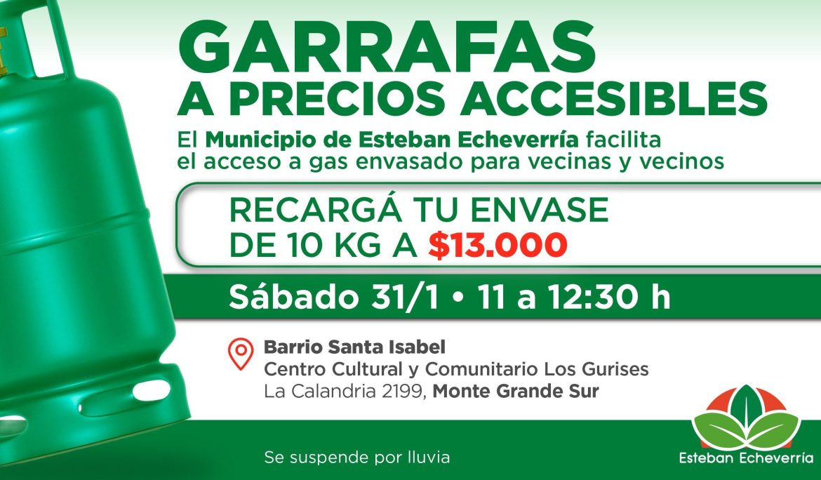 OPERATIVO DE RECARGA DE GARRAFAS A PRECIO ACCESIBLE EN MONTE GRANDE SUR
