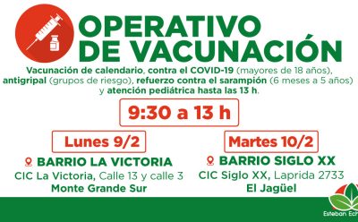 NUEVOS OPERATIVOS TERRITORIALES DE VACUNACIÓN GRATUITA EN EL DISTRITO