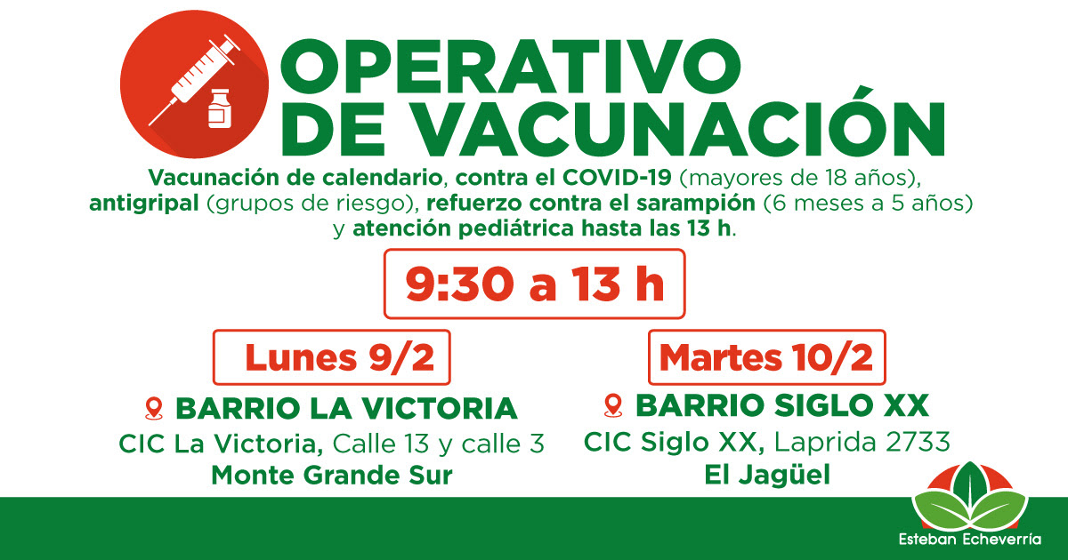 NUEVOS OPERATIVOS TERRITORIALES DE VACUNACIÓN GRATUITA EN EL DISTRITO