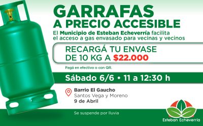 9 DE ABRIL: OPERATIVO DE RECARGA DE GARRAFAS A PRECIO ACCESIBLE
