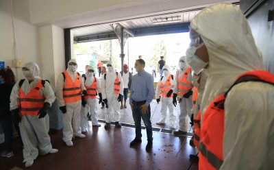 FERNANDO GRAY SUPERVISÓ LA DESINFECCIÓN EN LA ESTACIÓN MONTE GRANDE