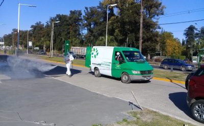 CONTINÚAN LAS TAREAS DE VAPORIZACIÓN CON DESINFECTANTE EN EL DISTRITO