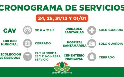 CRONOGRAMA DE SERVICIOS PARA LAS FIESTAS