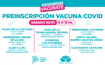 CONTINÚA LA PREINSCRIPCIÓN PARA LA VACUNA CONTRA EL COVID-19