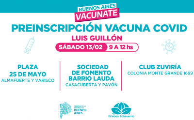 ESTE SÁBADO HABRÁ 38 PUNTOS DE PREINSCRIPCIÓN PARA LA VACUNA CONTRA EL COVID-19