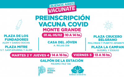 MÁS PUNTOS DE PREINSCRIPCIÓN PARA LA VACUNA CONTRA EL COVID-19