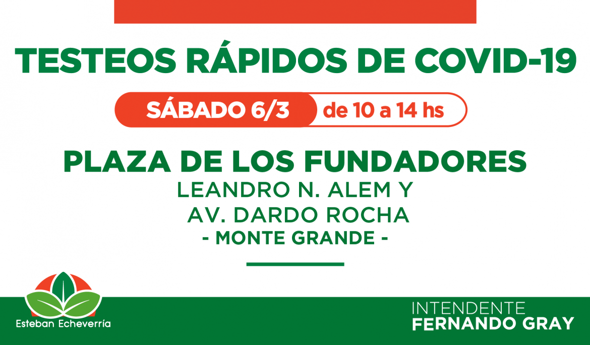ESTE SÁBADO CONTINÚAN LOS OPERATIVOS DE TESTEO RÁPIDO EN MONTE GRANDE