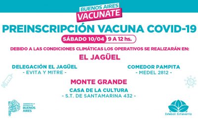 CONTINÚA LA PREINSCRIPCIÓN PARA LA VACUNA CONTRA EL COVID-19 EN ESTEBAN ECHEVERRÍA