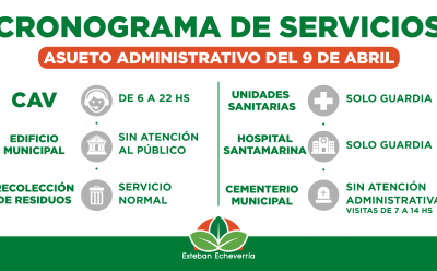CRONOGRAMA DE SERVICIOS DURANTE EL ASUETO ADMINISTRATIVO POR EL ANIVERSARIO DEL PARTIDO