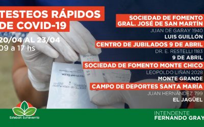 CUATRO NUEVOS CENTROS DE TESTEO RÁPIDO DE COVID-19 EN ESTEBAN ECHEVERRÍA