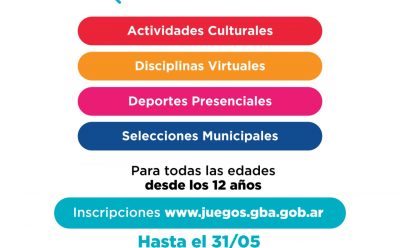 INSCRIPCIÓN PARA LOS JUEGOS BONAERENSES 2021
