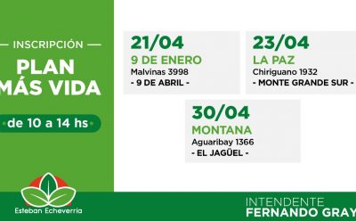 OPERATIVOS DE INSCRIPCIÓN AL PLAN MÁS VIDA EN ESTEBAN ECHEVERRÍA