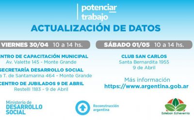 ACTUALIZACIÓN DE DATOS PARA LAS Y LOS BENEFICIARIOS DEL PROGRAMA POTENCIAR TRABAJO