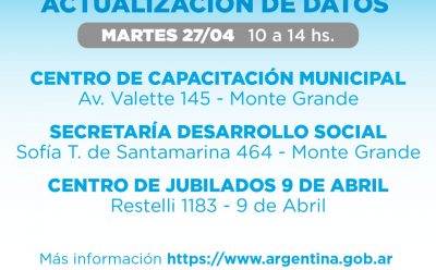 ACTUALIZACIÓN DE DATOS PARA LAS Y LOS BENEFICIARIOS DEL PROGRAMA “POTENCIAR TRABAJO”