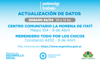 ACTUALIZACIÓN DE DATOS PARA LAS Y LOS BENEFICIARIOS DEL PROGRAMA “POTENCIAR TRABAJO”