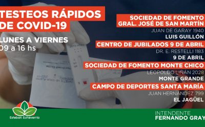 CONTINÚAN LOS TESTEOS RÁPIDOS DE COVID-19 EN ESTEBAN ECHEVERRÍA