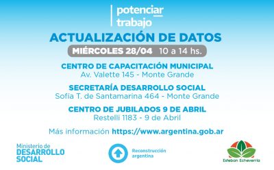 JORNADA DE ACTUALIZACIÓN DE DATOS PARA TITULARES DE “POTENCIAR TRABAJO”
