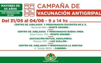 CONTINÚA LA VACUNACIÓN ANTIGRIPAL EN ESTEBAN ECHEVERRÍA