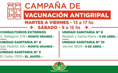 NUEVA SEMANA DE VACUNACIÓN CONTRA LA GRIPE EN ESTEBAN ECHEVERRÍA