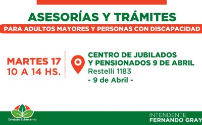 ASESORÍAS Y TRÁMITES PARA ADULTOS MAYORES Y PERSONAS CON DISCAPACIDAD