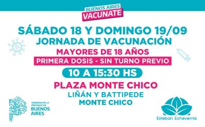 NUEVA JORNADA DE VACUNACIÓN CONTRA EL COVID-19 PARA MAYORES DE 18 AÑOS