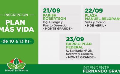 CONTINÚA LA INSCRIPCIÓN AL PLAN MÁS VIDA