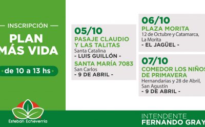 CONTINÚAN LAS JORNADAS DE INSCRIPCIÓN AL PLAN MÁS VIDA EN ESTEBAN ECHEVERRÍA