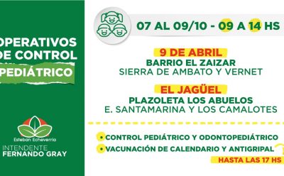 AVANZAN LOS OPERATIVOS DE SALUD PARA NIÑAS Y NIÑOS