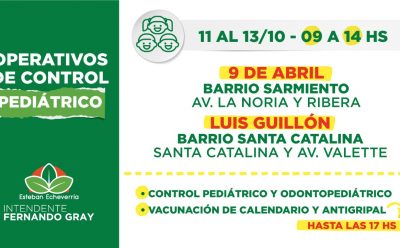 CONTROLES PEDIÁTRICOS EN 9 DE ABRIL Y LUIS GUILLÓN