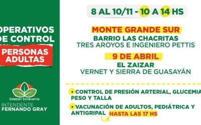 OPERATIVOS DE CONTROL CLÍNICO Y PEDIÁTRICO EN MONTE GRANDE Y 9 DE ABRIL
