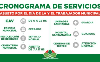CRONOGRAMA DE SERVICIOS MUNICIPALES DURANTE EL ASUETO DEL LUNES