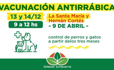 JORNADA DE VACUNACIÓN Y CONTROL VETERINARIO PARA PERROS Y GATOS EN 9 DE ABRIL