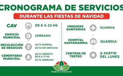CRONOGRAMA DE SERVICIOS DURANTE LOS DÍAS 24 Y 25 DE DICIEMBRE