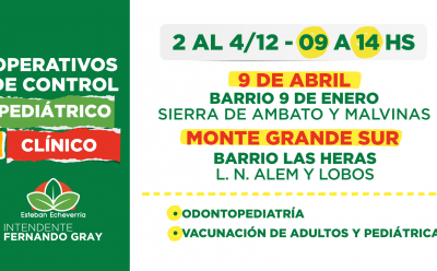 CONTROLES CLÍNICOS Y PEDIÁTRICOS EN MONTE GRANDE Y 9 DE ABRIL