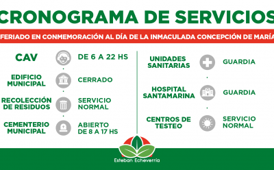 CRONOGRAMA DE SERVICIOS MUNICIPALES DURANTE EL PRÓXIMO FERIADO