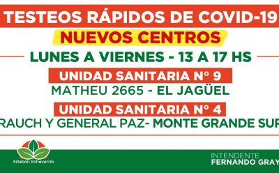 ESTEBAN ECHEVERRÍA SUMA NUEVOS CENTROS DE TESTEO RÁPIDO DE COVID-19