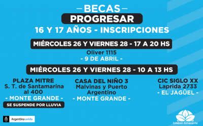 CONTINÚAN LAS JORNADAS DE INSCRIPCIÓN A LAS BECAS PROGRESAR