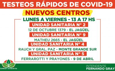 MÁS CENTROS MUNICIPALES DE TESTEO EN ESTEBAN ECHEVERRÍA
