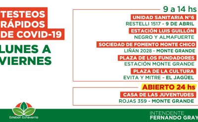 CONTINÚA LA ATENCIÓN EN LOS 6 CENTROS DE TESTEO RÁPIDO DE COVID-19