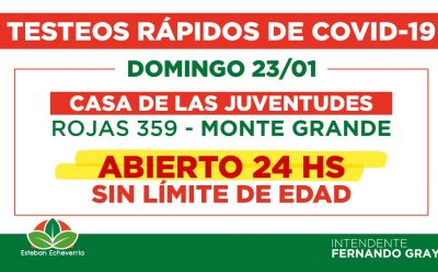 EN ESTEBAN ECHEVERRÍA, El DOMINGO TAMBIÉN HABRÁ TESTEO GRATUITO Y SIN TURNO PREVIO