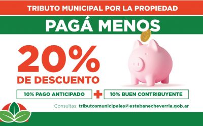 DESCUENTO DE HASTA EL 20 POR CIENTO EN EL TRIBUTO MUNICIPAL POR LA PROPIEDAD