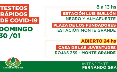 EL DOMINGO HABRÁ POSTAS DE TESTEO RÁPIDO EN ESTEBAN ECHEVERRÍA