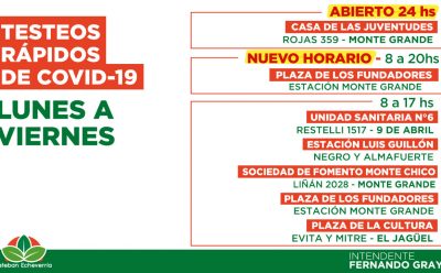CONTINÚAN LOS TESTEOS DE COVID-19 EN ESTEBAN ECHEVERRÍA