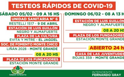 ESTE FIN DE SEMANA SE REPETIRÁ EL OPERATIVO DE TESTEO RÁPIDO EN ESTEBAN ECHEVERRÍA