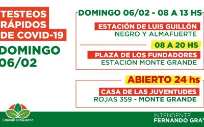 EL DOMINGO CONTINÚAN LOS TESTEOS DE COVID-19 EN ESTEBAN ECHEVERRÍA