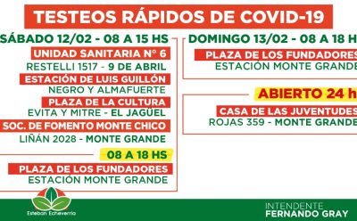 NUEVOS TESTEOS CONTRA EL COVID-19 DURANTE EL FIN DE SEMANA