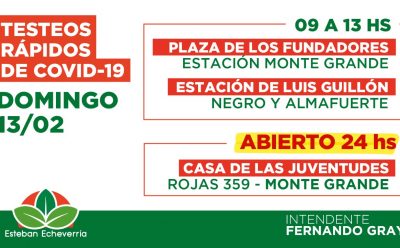 ESTE DOMINGO CONTINÚAN LOS TESTEOS DE COVID-19 EN ESTEBAN ECHEVERRÍA