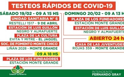 DURANTE EL FIN DE SEMANA, EL MUNICIPIO CONTINÚA CON LOS TESTEOS DE COVID-19