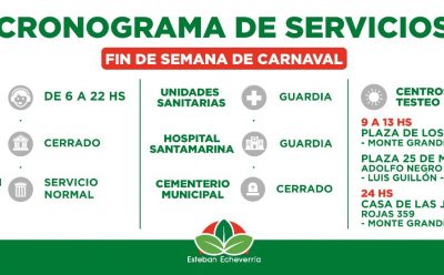 CRONOGRAMA DE SERVICIOS DURANTE LOS FERIADOS DE CARNAVAL